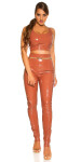 Sexy KouCla Latex Look Crop Top oldpink L