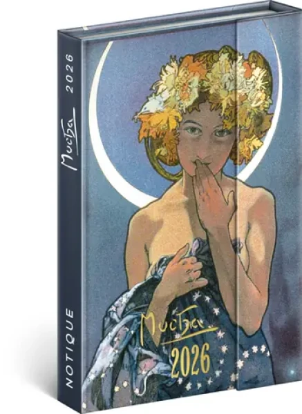 NOTIQUE Týždenný magnetický diár Alfons Mucha 2026, 11 x 16 cm (PGD-35561-Z)