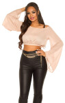 Sexy KouCla Chiffon Latina Crop Top bat sleeves MINT S