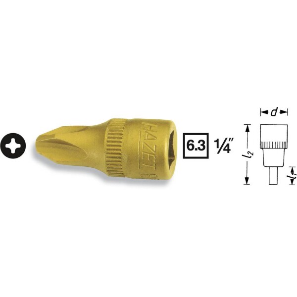 Hazet 8506 8506-PH2 krížový PH nástrčný kľúč PH 2 1/4 (6,3 mm); 8506-PH2