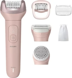 Philips BRE718/00 ružová / Epilátor + holiaci strojček + peeling / 2 rýchlosti / prevádzka až 60 minút (BRE718/00)