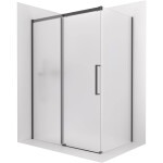 CERANO - Sprchovací kút Lantono - ľavá - 8 mm - Soft-Close - čierna matná, mliečne sklo - 110x70 - posuvný CER-665242