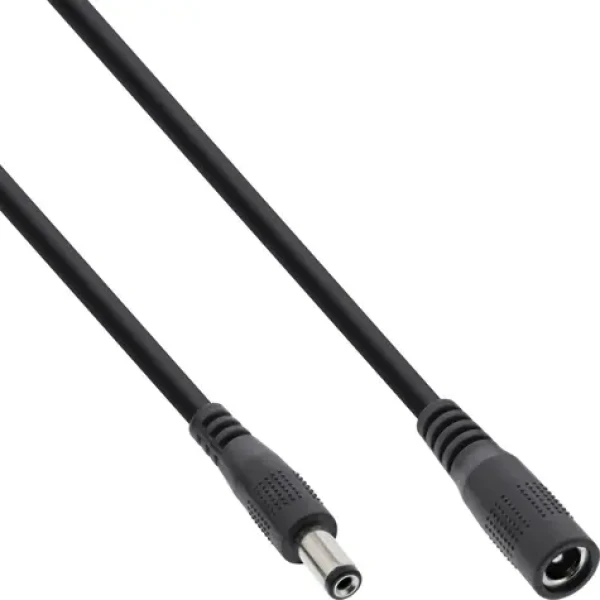 InLine DC predlžovací kábel čierna / Predlžovací kábel / DC 5,5x2,1 mm / 12 V / 11,6 A / 5 m (26905B)