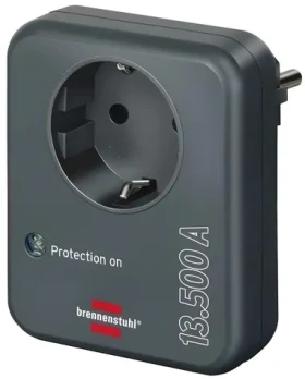 Brennenstuhl Adaptér do zásuvky antracitový / Prepäťová ochrana / 1x zásuvka / 13 500 A / IP20 / detská poistka (1506996)