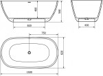 MEXEN - Como voľne stojaca vaňa liaty mramor 150 x 82, betón mat 57311508261
