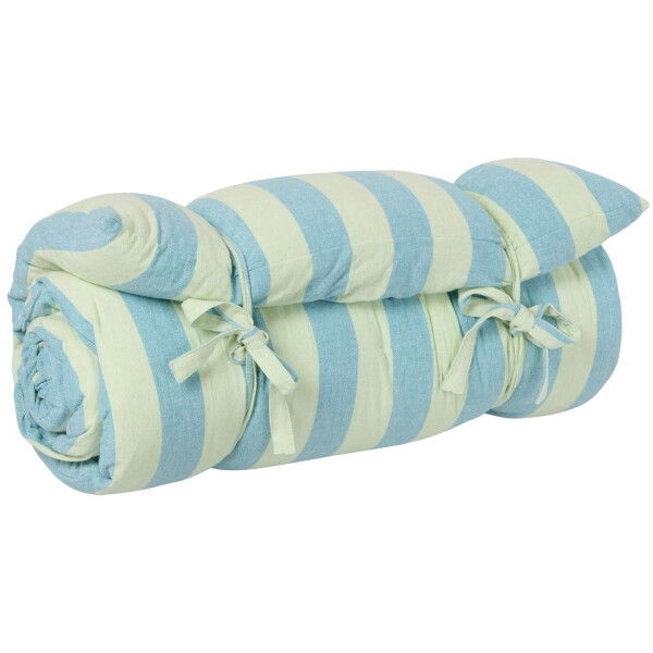 Ib Laursen Bavlnený matrac Linus Green Blue stripes 70 x 190 cm