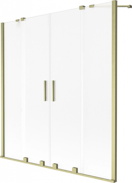 MEXEN/S - Velar Duo dvojkrídlová posuvná vaňová zástena 150 x 150, dekor, zlatá kartáčovaná 896-150-000-32-55