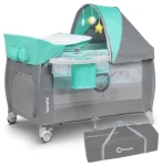 Lionelo Postieľka cestovná Sven PLUS Turquoise Grey (LLOZSVENPLUTQEGRYXXX_R)