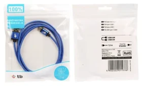 Kábel USB - USB-C 1,5 m modrý opletený / Dátový kábel (AKTBXKUCSBA150N)