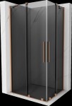 MEXEN/S - Velar Duo sprchovací kút, posuvné dvere 100 x 90, grafit, meď kartáčovaná 871-100-090-42-65