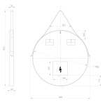 SAPHO - ORBITER guľaté zrkadlo s LED osvetlením, kožený popruh, ø 60cm, čierna mat ORL060