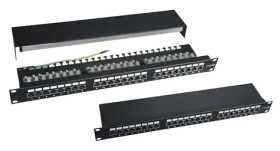Xtendlan čierna / Patch panel / 19" / 24 portov / Cat6 / tienený / vyväzovacie úchyty (XL-PP19-24C6S-A)