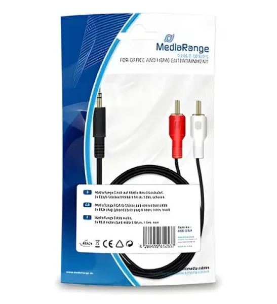 MediaRange čierna / Audio kábel / 2x Cinch - 3.5mm / 1m (MRCS164)