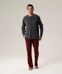 Pyžamo Atlantic NMP-394 dlhé/r S-2XL šedá melanžově červená S