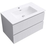 CERANO - Kúpeľňová skrinka Carole - biela matná ryhovaná + keramické umývadlo Novo - biela lesklá - 81x49,5x46,5 CER-778947