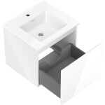 MEXEN/S - Orio kúpeľňová skrinka 50 cm s umývadlom Otis, 1 šuplík, biela lesk 91A10-05047-1-BF00-W18M00