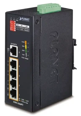 Planet ISW-504PT / Switch priemyselný / 5x RJ-45 / PoE+ 802.3 AF/at 120W / VLAN / -40 až 75 °C (ISW-504PT)