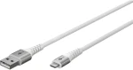 Goobay biela / Dátový kábel / USB-A - Lightning / textilné opletenie / kovové konektory / 2 m (74512)