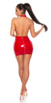 Sexy Koucla Latex Look Deep V-Cut Minidress red S