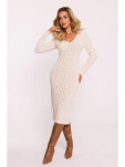 Dámske svetrové šaty M824 Light beige - MOE UNI světle béžová
