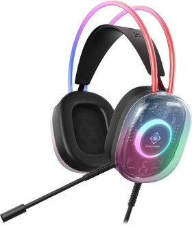 Deltaco półprzezroczyste słuchawki gamingowe z podświetleniem RGB na pałąku i na nausznikach / GAM-186 / 4222394