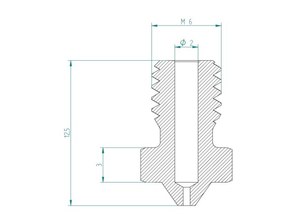 Materialpro3D Tryska pre 3D tlač KALENÁ M6 českej výroby 0,4/1,75