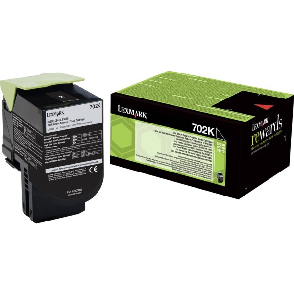 Lexmark 702K CS310 CS410 CS510 toner originál čierna Maximálny rozsah stárnek 1000 Seiten; 70C20K0