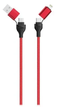 2GO čierna, červená / Nabíjací kábel 4v1 / USB-A, USB-C - USB-C, Lightning / 1,2 m (797370)