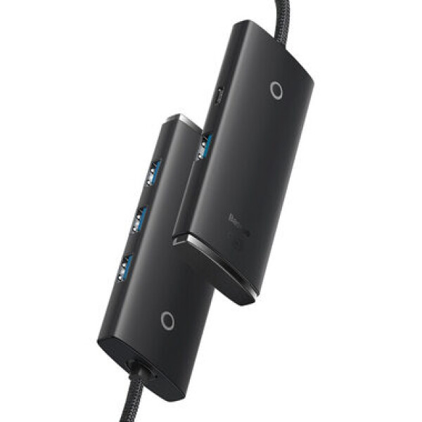 Baseus WKQX030401 Lite Series Hub 1 m čierna / USB rozbočovač / 4X USB 3.0 / 1x USB-C (WKQX030401)