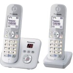 Panasonic KX-TG6822 Duo DECT, GAP bezdrôtový analógový telefón záznamník, handsfree strieborná, sivá; KX-TG6822GS