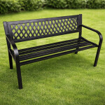 Mamido Záhradná kovová lavica s operadlom čierna