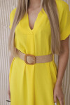 Šaty 5904 s ozdobným opaskom - žlté UNI Žlutá