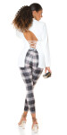 Sexy high-waist trousers with checked pattern pink S/M