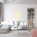 Veselá Stena Samolepka Mačička milujúca hudbu Farba: růžová, Veľkosť: 80 x 76 cm