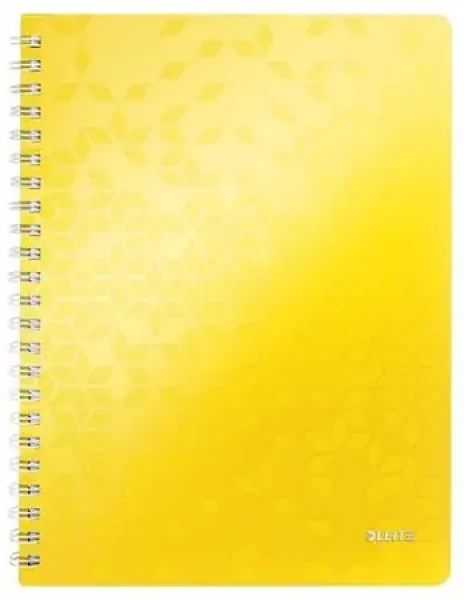 Leitz WOW A4 Blok linajkový drôtená väzba s PP doskami žltá (46370016)
