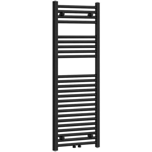 CERANO - Kúpeľňový radiátor Benito - stredové pripojenie 50mm/bočné - 477 W - čierna matná - 1200x450 mm CER-510889