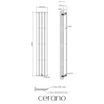 CERANO - Koupelnový radiátor Arlen - boční připojení - 558 W - bílá lesklá - 1800x300 mm CER-510843