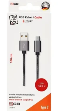 2GO Luxury USB-B - USB-C sivá / Dátový kábel / USB 3.2 Gen 1 / 1 m (795812)