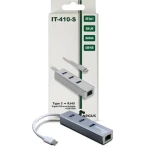 Inter-tech Argus IT-410-S sivá / LAN adaptér / USB-C / Gigabit Ethernet / 3x USB 3.0 húb / hliníkové telo (88885472)