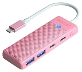 Orico USB-C hub 4v1 ružová / USB hub / 2x USB-A 3.0 / 1x USB-C 3.0 / PD 100W / kábel 0,15 m