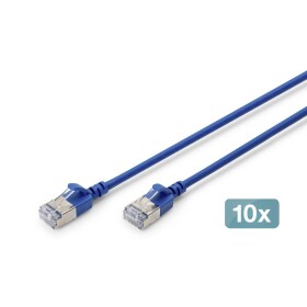 Digitus DK-1632-A-003S-B-10 RJ45 sieťové káble, prepojovacie káble CAT 6A 0.3 m modrá 1 ks; DK-1632-A-003S-B-10