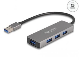 DeLock USB Hub 5 Gbps USB-A - 4X USB-A sivá (63171)