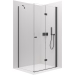 CERANO - Sprchovací kút Volpe L/P - 6 mm - čierna matná, transparentné sklo - 100x100x190 - zalamovacia CER-427348