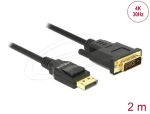 DeLock Kábel DisplayPort 1.2 (M) - DVI 24+1 (M) 2m čierna / pasívna / 4K / 30 Hz (85313)