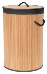 Compactor Bamboo čierna / Bambusový kôš na bielizeň s vekom / okrúhly / 75 l / 40 x v.60 cm
