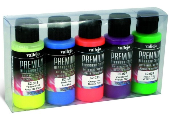 Vallejo PREMIUM Color - Fluorescent Color Set (5x60 ml)
