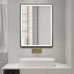 AQUALINE - CORNA zrkadlo s LED osvetlením 60x80cm, dotykový senzor, stmievateľné, čierna mat CN060