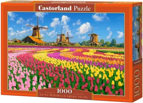 Castorland 105540-2 Puzzle Holandské mlyny medzi tulipánmi