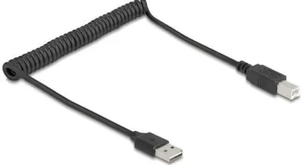 DeLock čierna / Špirálový USB kábel / Easy-USB 2.0 Typ-A / USB 2.0 / 0,8 m (90130)