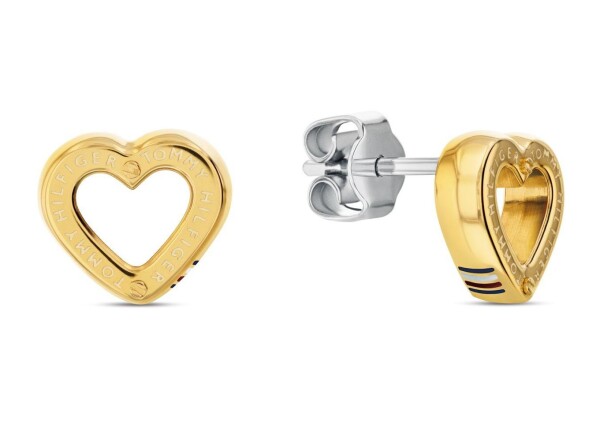 Tommy Hilfiger Pozlátené srdiečkové náušnice Toggle Heart 2780972
